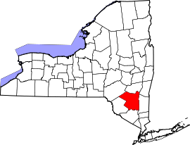 NY state map showing locaiton Ulster County